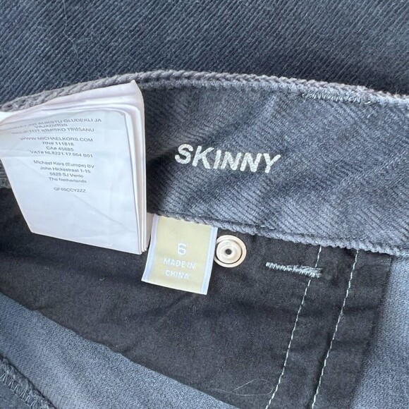 Michael Kors Pants Women's Size 6 Gray Mid Rise Skinny Corduroy - Picture 3 of 9